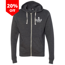 Load image into Gallery viewer, Grey Zipper Hoodie with Latte Art Logo