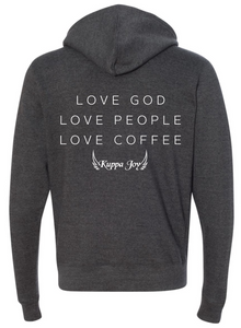 Grey Zipper Hoodie with Throne Logo