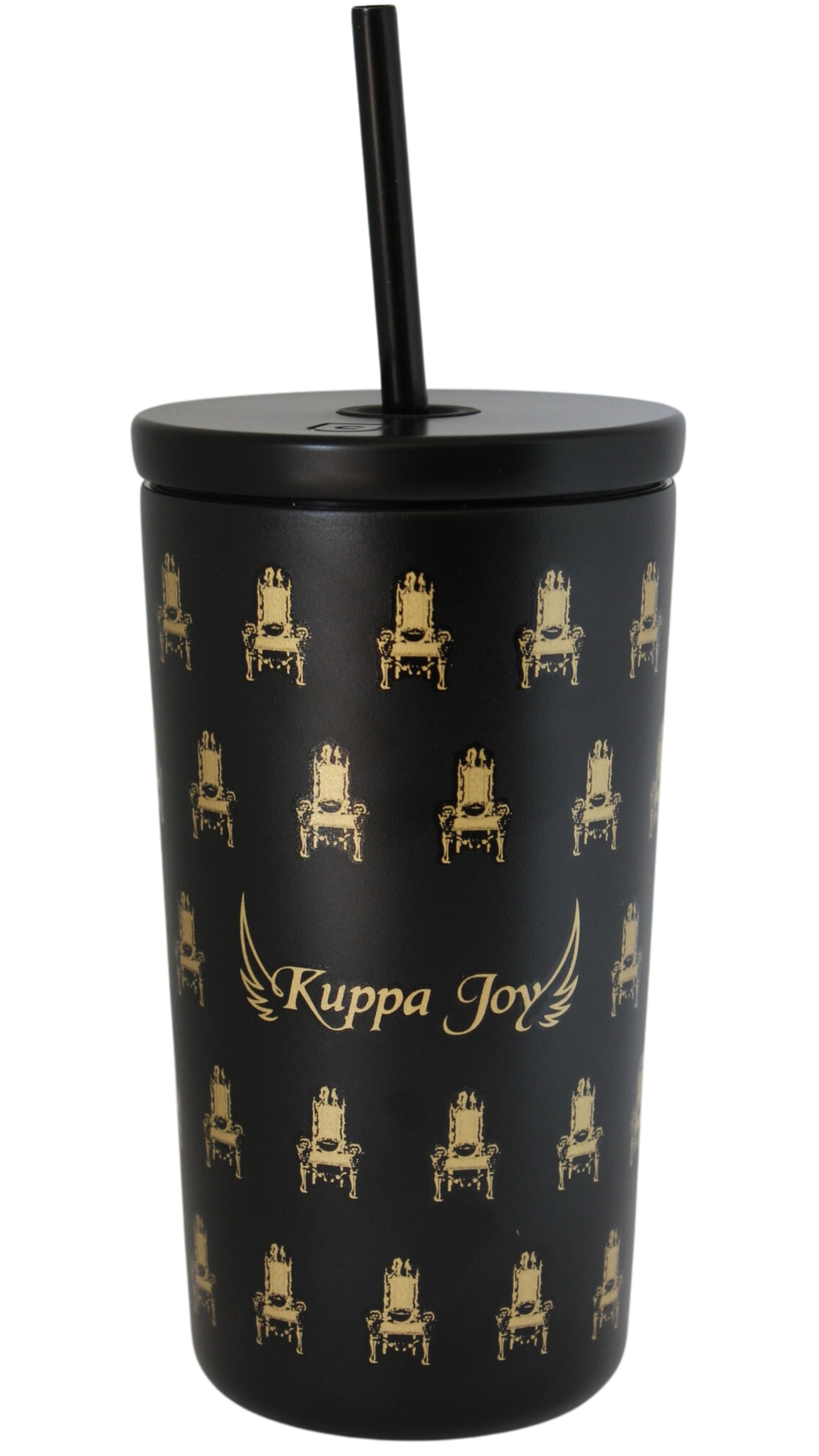 Black Iced Tumbler with Gold Throne