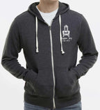 Grey Zipper Hoodie with Throne Logo