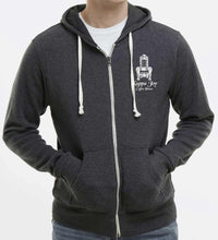 Load image into Gallery viewer, Grey Zipper Hoodie with Throne Logo