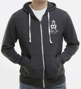 Grey Zipper Hoodie with Throne Logo