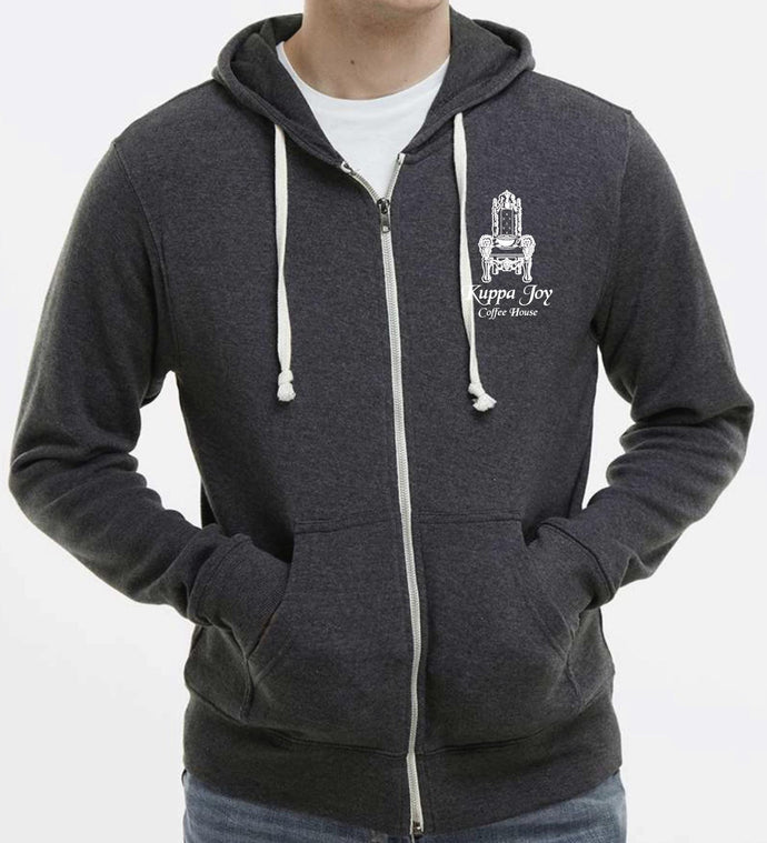 Grey Zipper Hoodie with Throne Logo