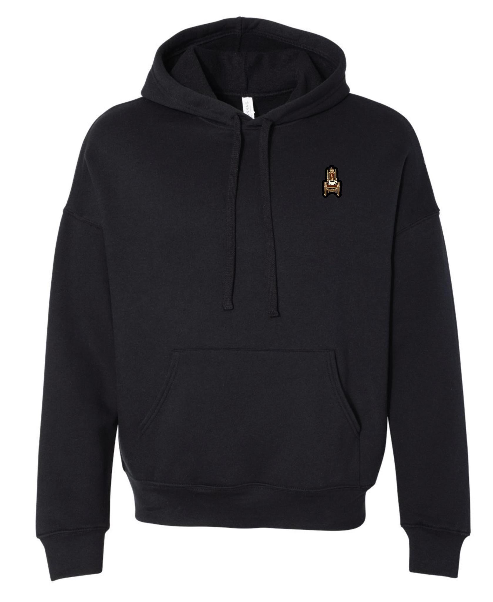 Black Hooded Sweatshirt with Throne Patch
