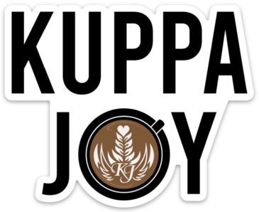 Kuppa Joy Latte art Logo as O Sticker.